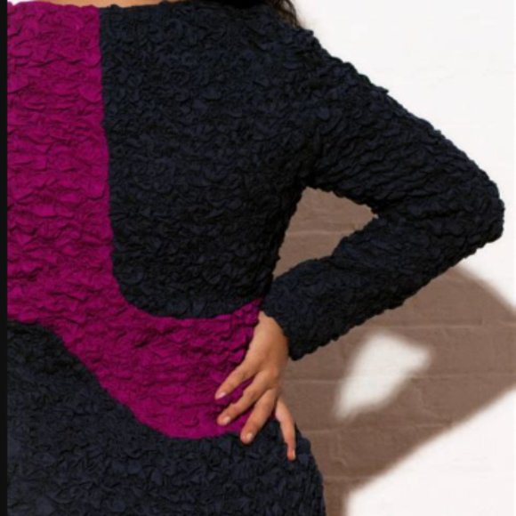 NWT Mara Hoffman Freya Popcorn midi Dress long sleeve blue and pink Plus size 3X - Picture 4 of 12